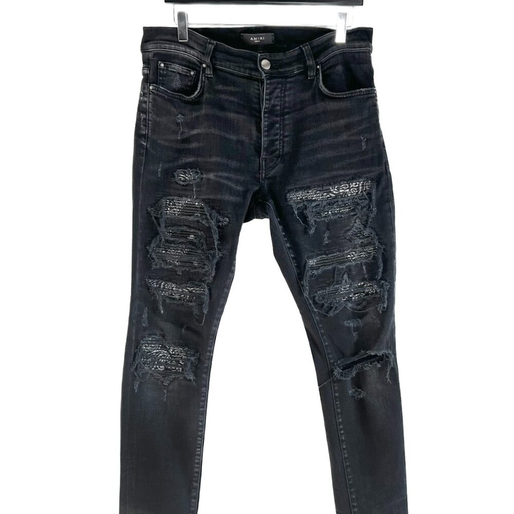 Amiri Washed Black Bandana MX1 Distressed Jeans